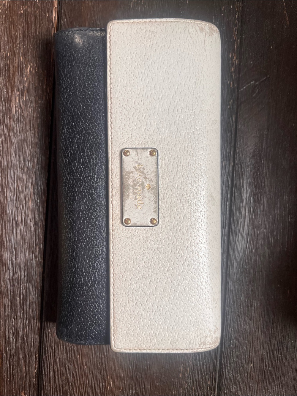 kate spade Black and White Leather Continental Wallet